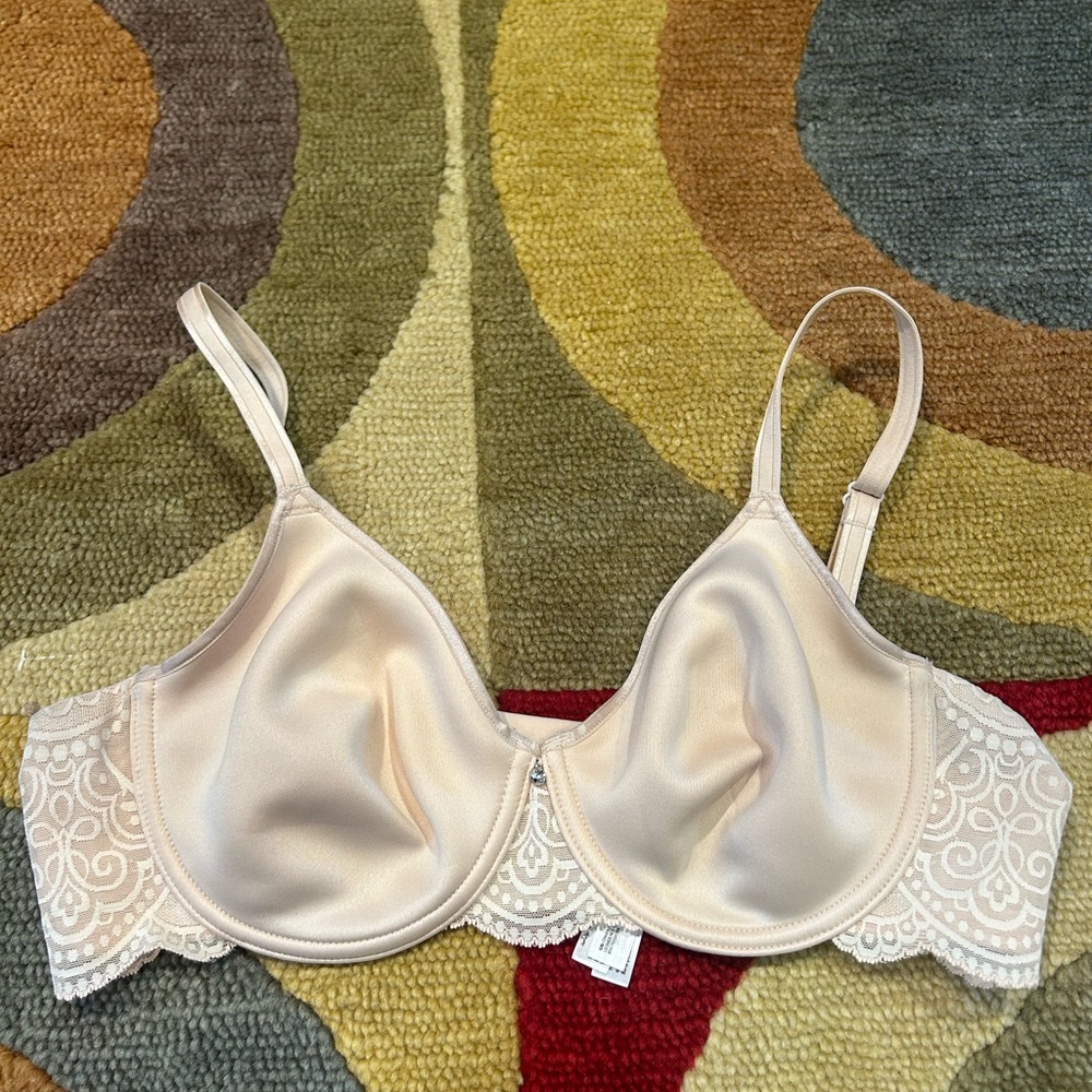 NWOT Soma Unlined Smooth Full Coverage Bra Light Beige Nude Lace Back Size 34C